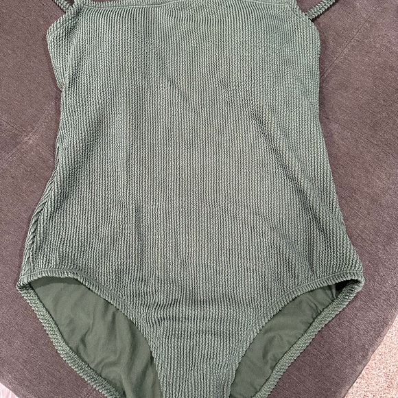 Green Ribbed One-Piece Swimsuit - Picture 3 of 6